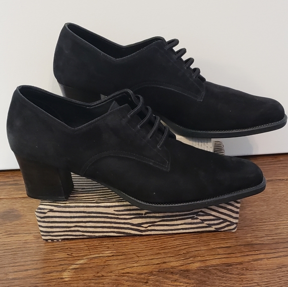 Suede Heeled Loafer - Picture 2 of 9